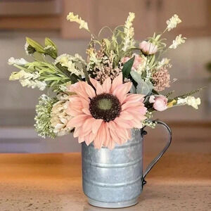 NEW Southern Sunflower farmhouse floral arrangement in galvanized container